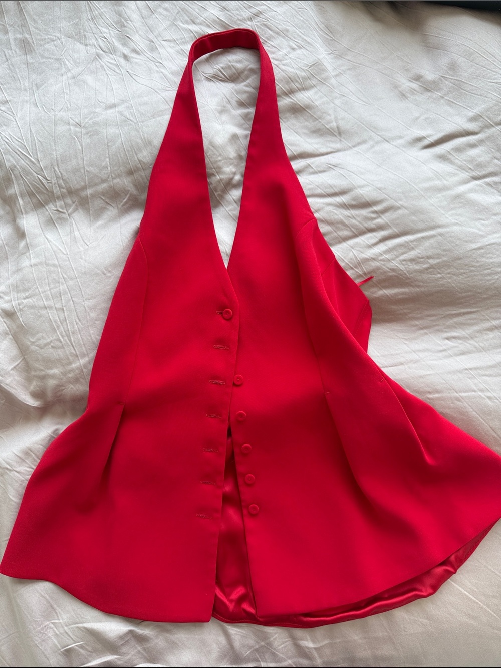 Mango Red Halter Button-Front Women's Top